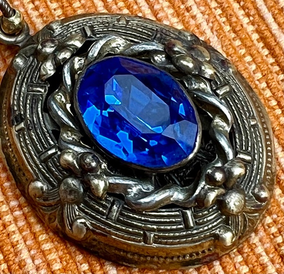 Victorian Revival-Czechoslovakian Blue Sapphire G… - image 3