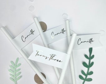Personalised ANY TEXT Party Celebration Straws | Paper & Foil | ST002