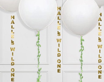 ANY TEXT Personalised & Foliage Balloon Tail SET | Custom Party Decorations BT002
