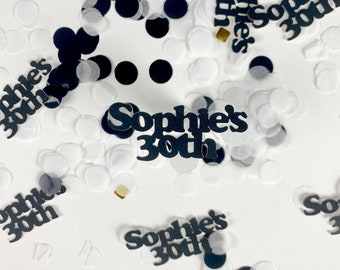 Personalised ANY TEXT party table confetti Black and white  | Custom Wedding, Birthday, Celebration Decor | CN001F