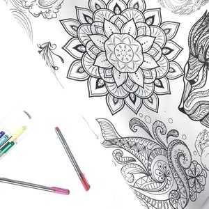 ADULT mindfullness - Table Length Giant Colouring Sheet