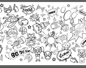 Table Length Giant Colouring Sheet - Superhero
