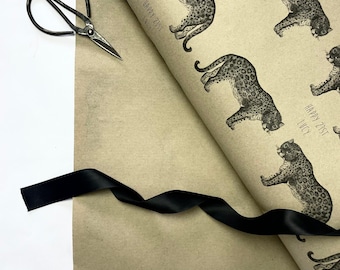 KRAFT PAPER/ Personalised Gift Wrap / 100% Recyclable / Large Wrapping Paper Sheets / Leopard Illustration