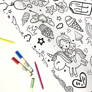 Table Length Giant Colouring Sheet | Cute UNICORNS & CUPCAKES