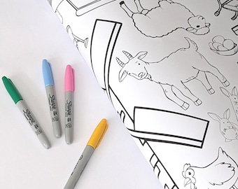 Table Length Giant Colouring Sheet - Farm Animals