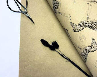 KRAFT Personalised  / 100% Recyclable / Large Wrapping Paper Sheets or Roll - Vintage Zebra