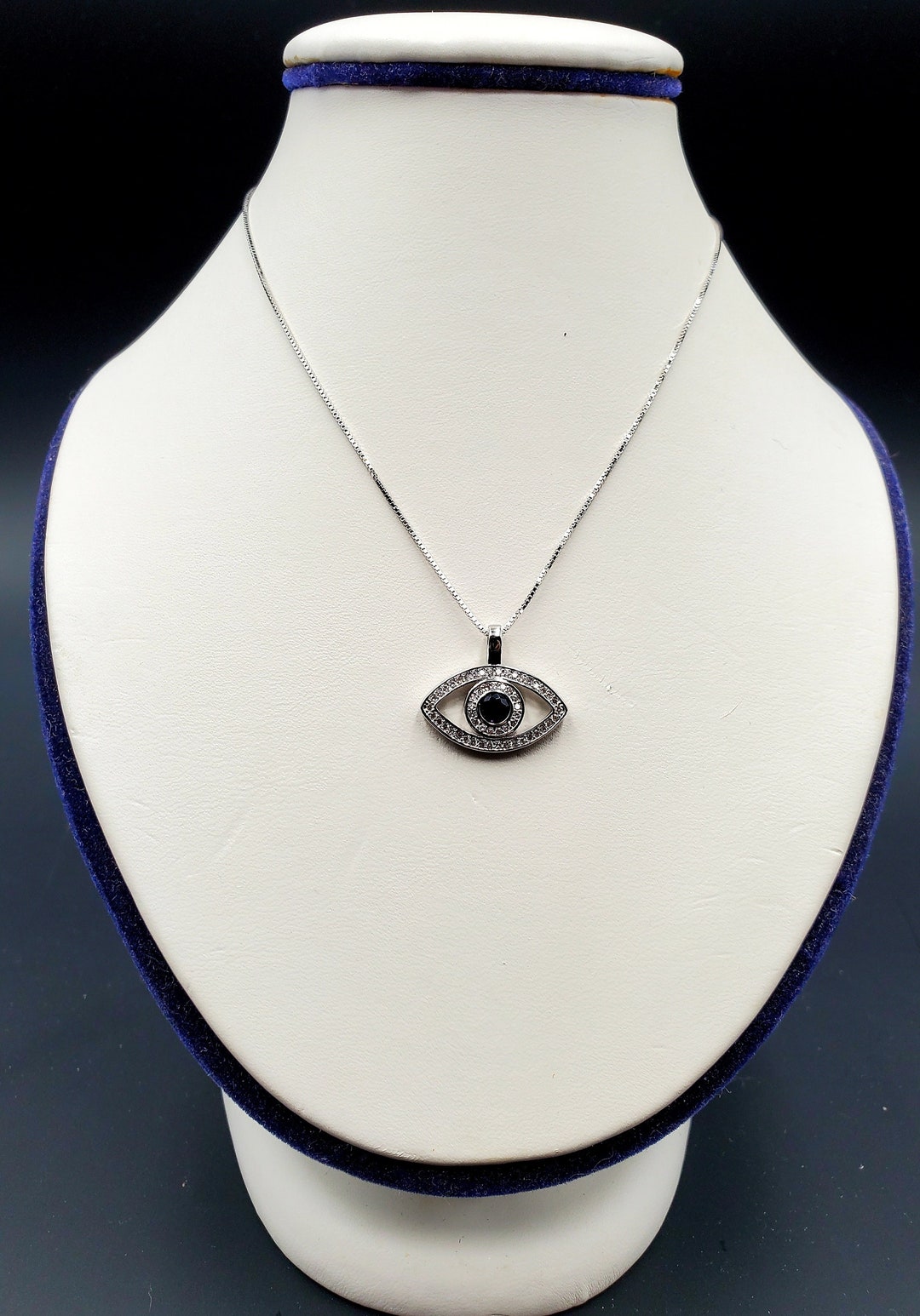 925 Sterling Silver Chain Evil Eye Pendant Necklace - Etsy