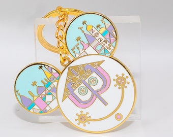 It's A Small World keychain, small world key chain, small world clock face, small world mickey ears, Disneyland, its a small world outfit