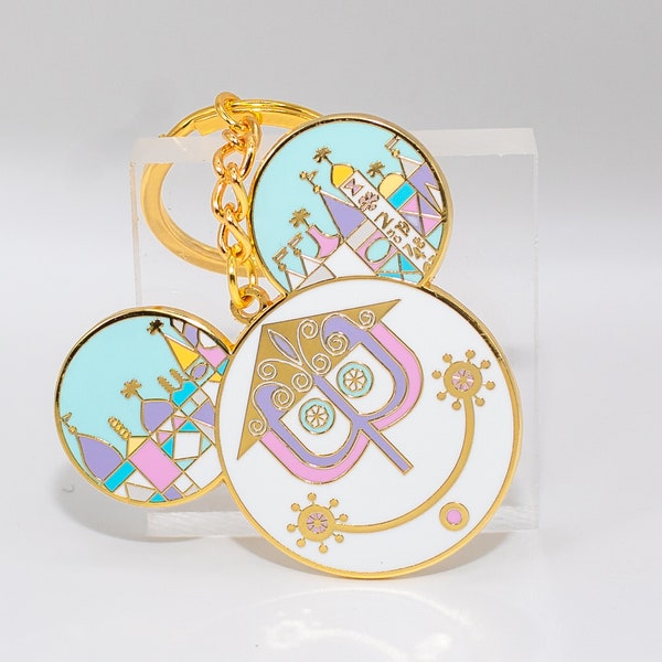 It's A Small World keychain, small world key chain, small world clock face, small world mickey ears, Disneyland, its a small world outfit