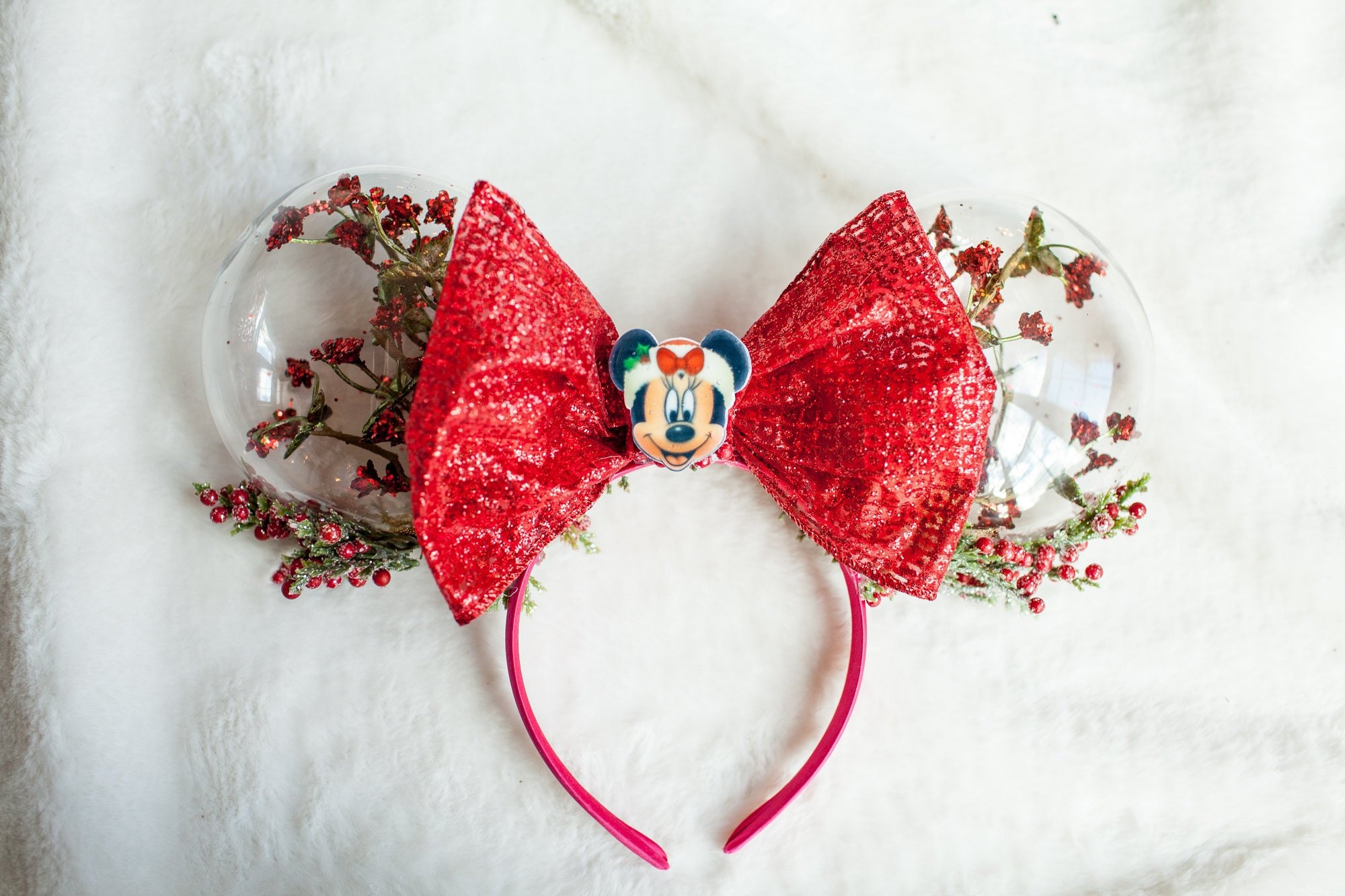 Christmas Minnie ears disney holiday ears ornament ears Etsy