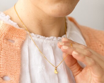 Raw Brass Heart Pendant Necklace, Dainty Gold Geometric  Layering Necklace