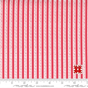 Moda Beautiful Day autorstwa Corey&#39;a Yodera z Coriander Quilts - nadruk w paski Ticker Tape na tkaninie Scarlet (nr artykułu 29135 21) - metraż