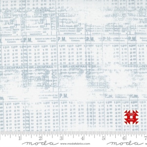 Moda Modern Backgrounds Even More Paper by Zen Chic - Stamps Text Print in White (Item # 1763 12) - yardage