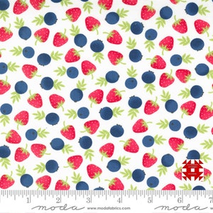 Moda Berry Basket by April Rosenthal - Berry Print on Sugar (Item # 24151 11) - yardage