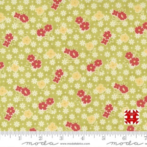 Moda Stitched by Fig Tree & Co - Bloomers Floral Print on Grass (Item #20432 13) - yardage