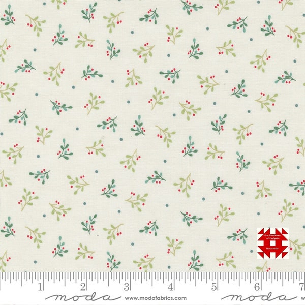 Moda Holidays at Home by Deb Strain - Tossed Greenery Blender Print on Snowy White (Item # 56075 11) - yardage