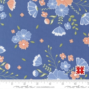 Moda Peachy Keen by Corey Yoder of Coriander Quilts - Moonlit Meadow Floral Print on Cobalt (Item # 29170 16) - yardage