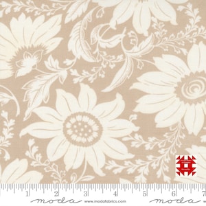 Moda Christmas Stitched by Fig Tree & Co - Large Poinsettia Print on Linen (Item # 20440 16) - yardage