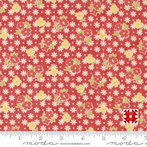 Moda Stitched by Fig Tree & Co - Bloomers Floral Print on Persimmon (Item #20432 14) - yardage