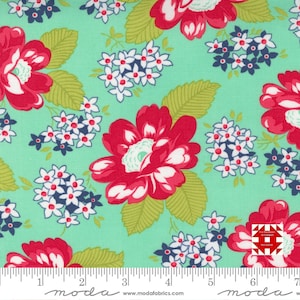 Moda One Fine Day by Bonnie and Camille - Large Floral on Aqua (Item # 55230 12) - yardage