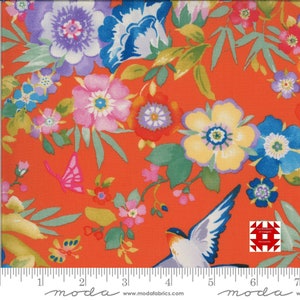 Moda Lulu by Chez Moi - Flights of Fancy in Clementine  (Item # 33580 14) - yardage
