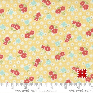 Moda Stitched by Fig Tree & Co - Bloomers Floral Print on Buttercup (Item #20432 12) - yardage