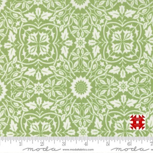 Moda Christmas Stitched by Fig Tree & Co - Damask Print in Pine (Item # 20446 12) - yardage