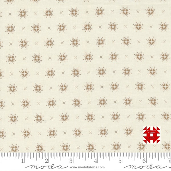 Moda Stitched by Fig Tree & Co - Slate Ohio Star Print on Vanilla (Item #20435 22) - yardage