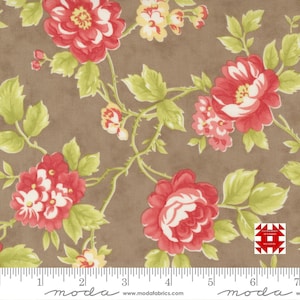 Moda Stitched by Fig Tree & Co - Cottage Rose Floral Print on Slate (Item #20430 17) - yardage