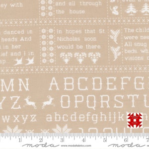 Moda Christmas Stitched by Fig Tree & Co - Christmas Sampler Print on Linen (Item # 20441 16) - yardage