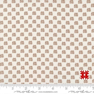 Moda Christmas Stitched by Fig Tree & Co - Pinecone Little Schoolhouse Print on Snow (Item # 20447 21) - yardage