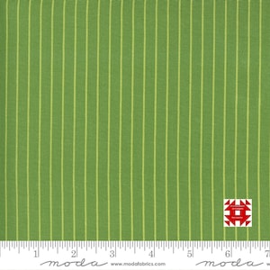 Moda Sunday Stroll by Bonnie and Camille - Stripe Print on Green (Item # 55228 20) - yardage