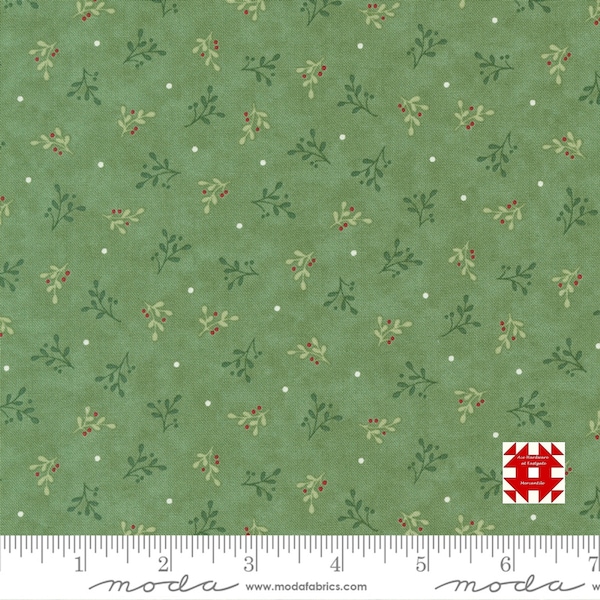 Moda Holidays at Home by Deb Strain - Tossed Greenery Blender Print on Eucalyptus (Item # 56075 19) - yardage