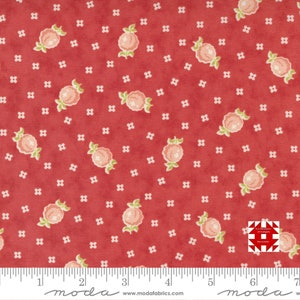 Moda Stitched by Fig Tree & Co - Raspberry Floral Print on Persimmon (Item #20431 14) - yardage