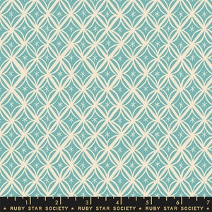 Ruby Star Society Camellia by Melody Miller - Macrame Print on Turquoise (Item # RS0034 16) - yardage