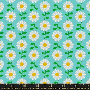 Ruby Star Society Flowerland by Melody Miller - Field of Flowers Print on Turquoise (Item # RS0074 14) - yardage