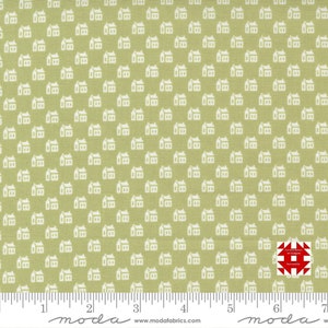 Moda Christmas Stitched by Fig Tree & Co - Little Schoolhouse Print in Evergreen (Item # 20447 13) - yardage