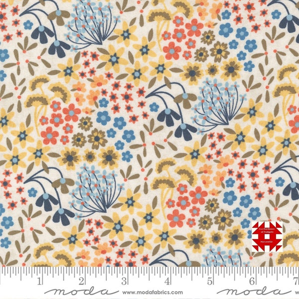 Moda Nutmeg by BasicGrey - Small Floral Print on Meringue (Item #30702 11) - yardage