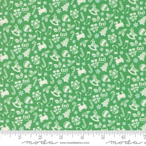 Moda Kitty Christmas by Urban Chiks - Toy Box Novelty Print on Holly (Item #31202 15) - yardage