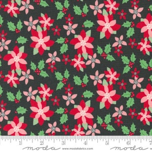 Kitty Christmas: Poinsettia Florals in Coal Kitty Christmas: Poinsettia Florals in Coal