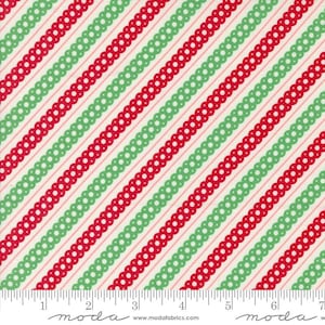 Moda Kitty Christmas by Urban Chiks - Stripe Print on Snow (Item #31205 11) - yardage