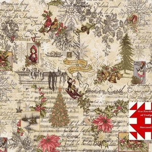 Moda 3 Sisters Favorites-collagescollectie van 3 Sisters - Marche De Noel Vintage kerstcollageprint in meerdere kleuren (item #44368 11) - meter