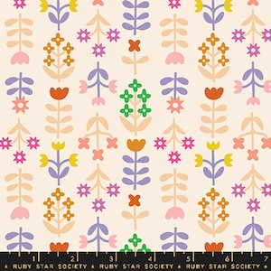 Collezione collaborativa di fiori preferiti della Ruby Star Society - Stampa Meadow in naturale (articolo n. RS5147 11) - metraggio