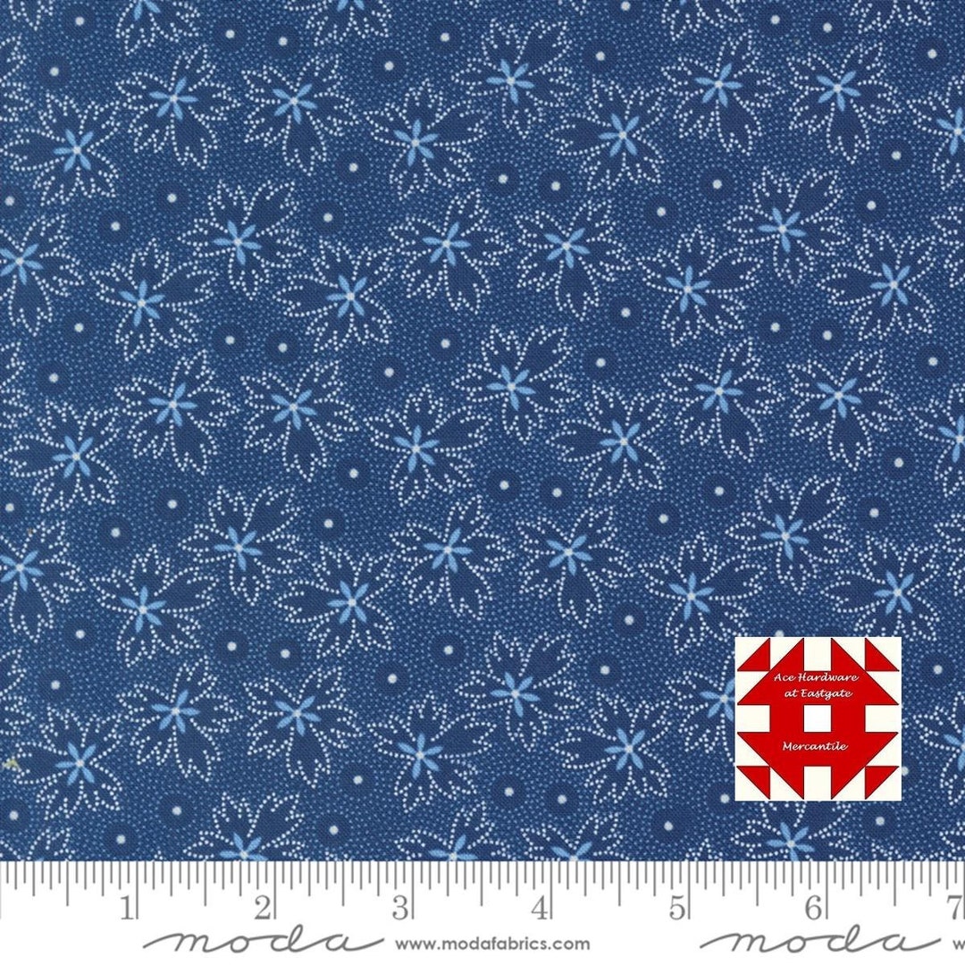 Moda Denim & Daisies by Fig Tree - Prairie Blender Leaf Dot Print on ...