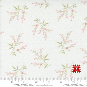 Moda Muse by 3 Sisters - Flower Silhouette Floral Print on Porcelain (Item # 44395 11) - yardage