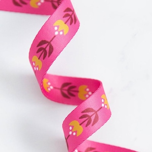 1&quot; Gathering Webbing by Rashida Coleman-Hale with Ruby Star Society -Yellow Flowers on Pink (Item #SSCWEB 24) - sold by the yard