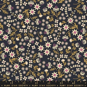 Collezione collaborativa di fiori preferiti della Ruby Star Society - Stampa infiorescenza in nero tenue (articolo n. RS5146 15) - metraggio