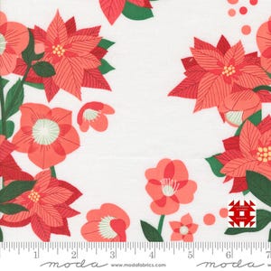 Moda Tiny Christmas by Lizzy House - Weihnachtsstern Druck auf Schnee (Artikelnr. 37130 11) - Meterware