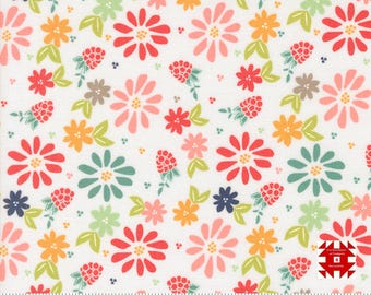 Moda Raspberry Summer par Sherri & Chelsi - Imprimé floral de baies printanières sur un nuage (article n° 37690 11) - métrage