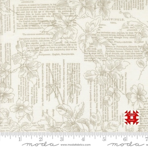 Moda Muse by 3 Sisters - Poetry of Flowers Text Print on Porcelain (Item # 44392 11) - yardage